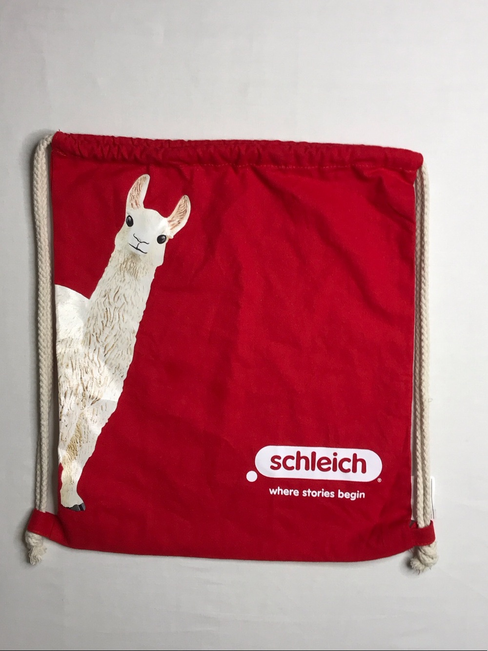 Schleich Kids Red Drawstring Backpack with Llama Graphic